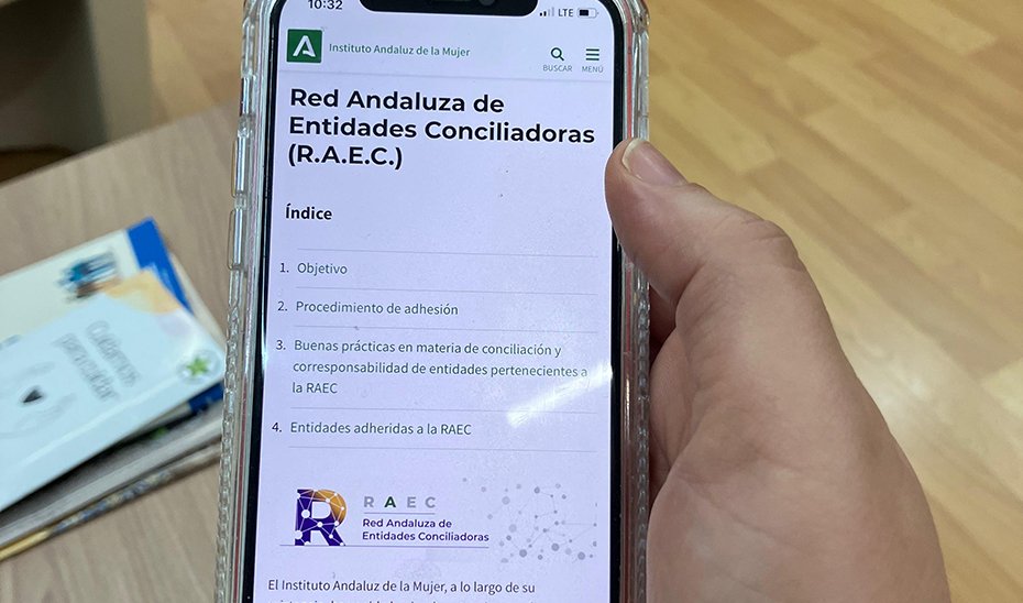 Una usuaria consulta la Red Andaluza de Entidades Conciliadoras.