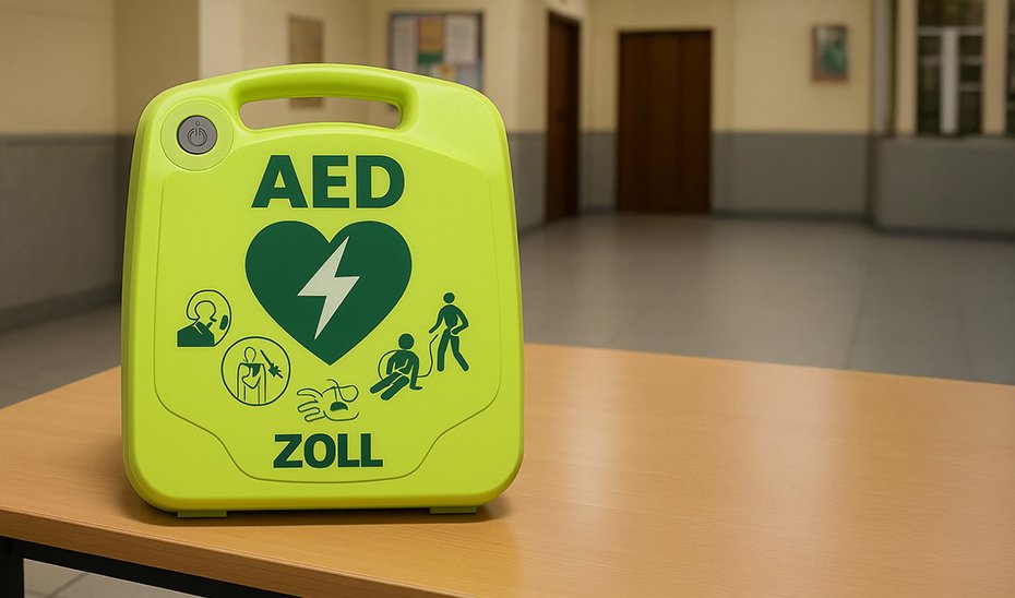 Desfibrilador en un edificio público.