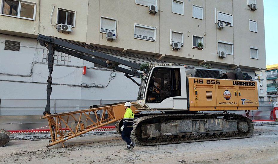 Obras del tramo 2 de la prolongación del Metro de Málaga al nuevo Hospital.